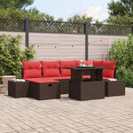 vidaXL Ensemble de canapé de jardin 7 Pièces Marron polyrotin