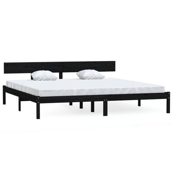 vidaXL Cadre de lit sans matelas noir bois massif