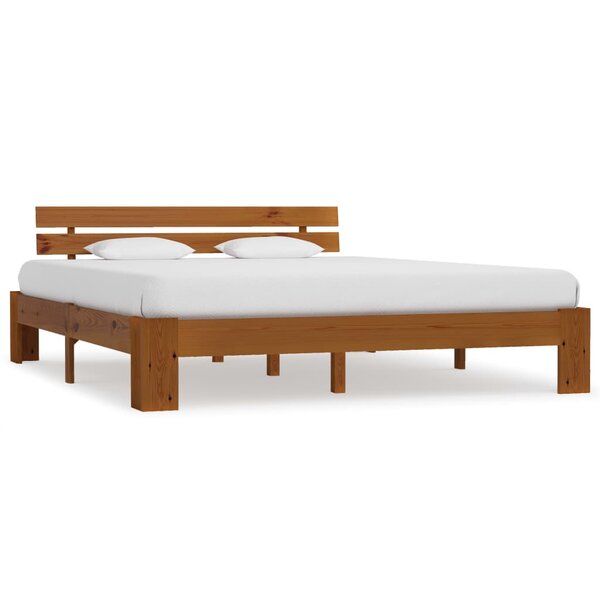 vidaXL Cadre de lit avec tête de lit marron miel bois de pin massif