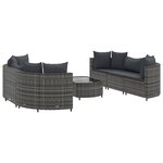 vidaXL Salon de jardin avec coussins 7 Pièces gris résine tressée