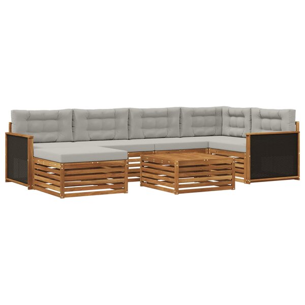 vidaXL Ensemble de canapés d'extérieur 7 pc Naturel et gris clair
