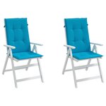 vidaXL Coussins de chaise de jardin à dossier haut lot de 2 bleu tissu