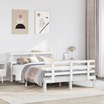 vidaXL Cadre de lit avec tête de lit sans matelas blanc 150x200 cm
