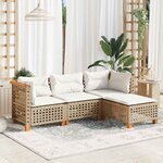 vidaXL Salon de jardin avec coussins 4 Pièces beige résine tressée