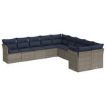 vidaXL Salon de jardin 10 Pièces avec coussins gris résine tressée