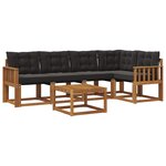 vidaXL Ensemble de canapés d'extérieur 6 pc Naturel et Noir
