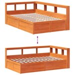vidaXL Lit bibliothèque sans matelas cire marron 140x190 cm pin massif