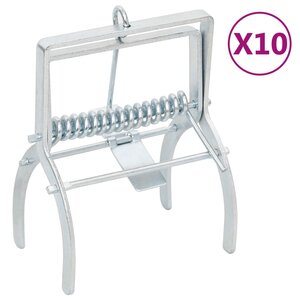 vidaXL Pièges à taupes 10 Pièces Argenté Acier galvanisé
