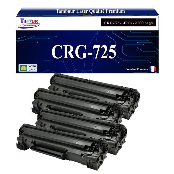 T3AZUR -4x Toners compatibles avec Canon 725 (3484B002) pour Canon LBP6000  LBP6020  LBP6020B  LBP6030  LBP6030B  LBP6030W  MF3010