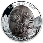 Monnaie GOAT Mother of Pearl Lunar Year 5 Oz Argent 25$ Solomon Islands 2027 (PRÉCOMMANDE)
