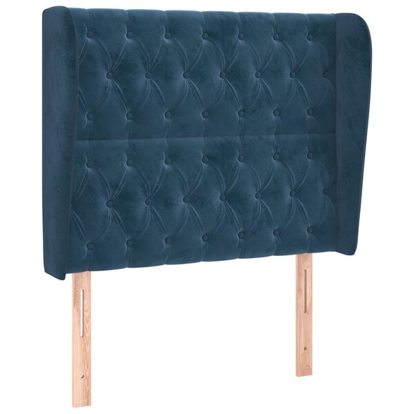 vidaXL Tête de lit avec oreilles Bleu foncé 103x23x118/128 cm Velours