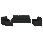 vidaXL Ensemble de canapés 4 Pièces avec coussins noir tissu