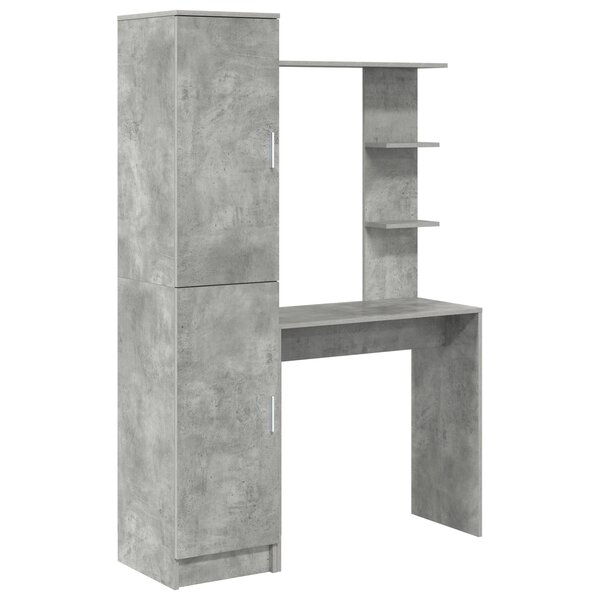vidaXL Bureau avec rangement gris béton en bois d'ingénierie