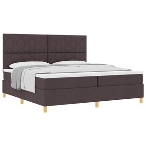 vidaXL Lit à ressorts avec matelas Marron foncé 200 x 200 cm tissu