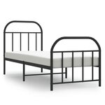 vidaXL Cadre de lit métal sans matelas avec pied de lit noir 75x190 cm