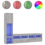 vidaXL Unités murales TV avec LED 4 Pièces gris sonoma bois d'ingénierie