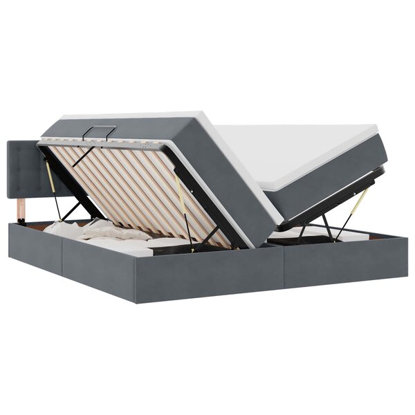vidaXL Lit de rangement LED avec matelas Gris foncé 180 x 200 cm