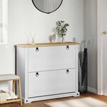 vidaXL Cabinet à chaussures Corona Blanc 99 x 32 x 85 cm Pin massif
