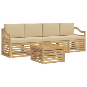 vidaXL Ensemble de canapés d'extérieur 5 pc Blanc et Beige Polyester