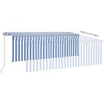 vidaXL Auvent manuel rétractable avec store 4x3 m Bleu et blanc