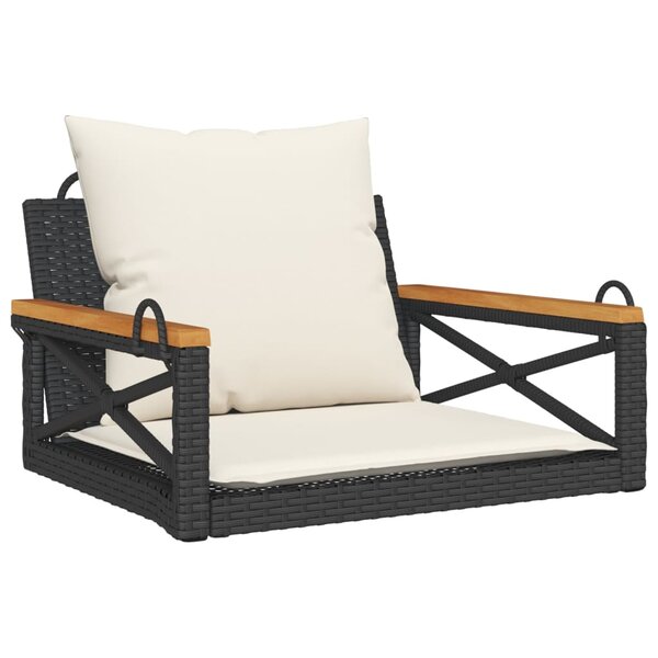 vidaXL Balancelle avec coussins noir 63x62x40 cm résine tressée
