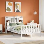 vidaXL Lit bibliothèque sans matelas blanc 135x190 cm bois pin massif