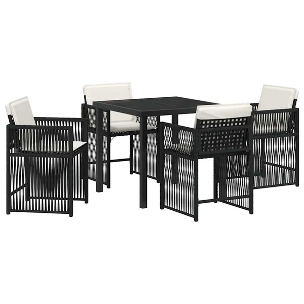 vidaXL Ensemble de salle à manger pour jardin 5 Pièces Noir polyrotin
