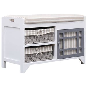 Banc banquette d'entrée 70 x 33 5 x 45 cm bois de paulownia blanc 02_0010962