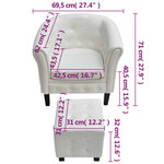 vidaXL Fauteuil avec repose-pied Blanc Similicuir