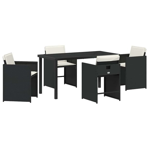 vidaXL Ensemble de salle à manger pour jardin 5 Pièces Noir polyrotin