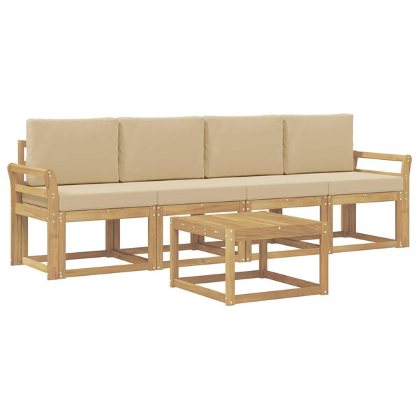vidaXL Ensemble de canapés d'extérieur 5 pc Blanc et Beige
