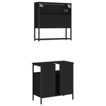 vidaXL Ensemble de meubles salle de bain 2 Pièces noir bois d'ingénierie