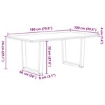 vidaXL Table à manger avec bord naturel 180x100x74cm bois massif chêne