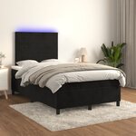 vidaXL Sommier à lattes de lit et matelas LED noir 120x190 cm velours