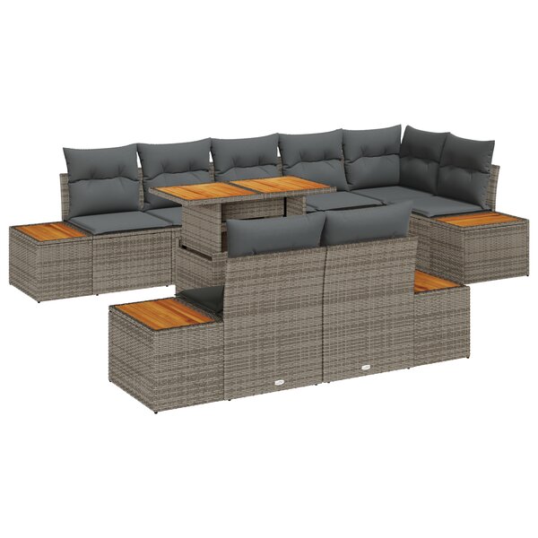 vidaXL Ensemble de salle à manger pour jardin 9 Pièces Gris  Marron