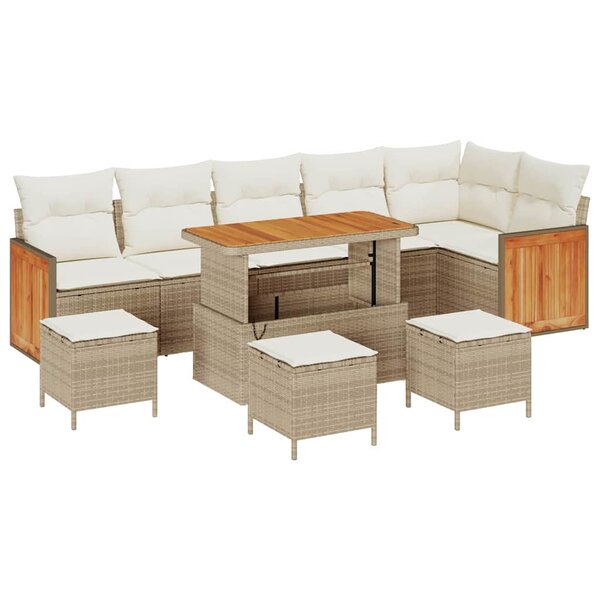 vidaXL Ensemble de canapé de jardin avec coussin 10 Pièces beige et crème