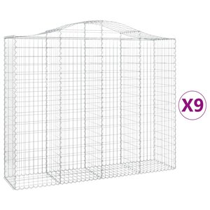 vidaXL Paniers à gabions arqués 9 Pièces 200x50x160/180 cm Fer galvanisé