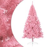 vidaXL Demi sapin de Noël artificiel avec support Rose 210 cm PVC