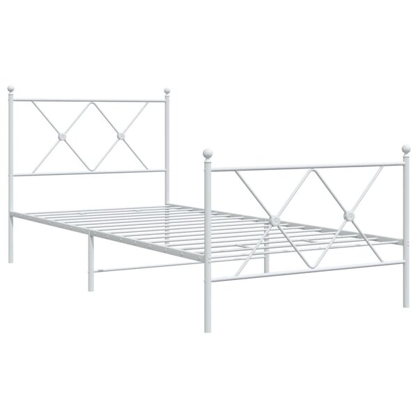 vidaXL Cadre de lit métal avec tête de lit/pied de lit blanc 90x190 cm