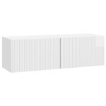 vidaXL Meuble TV mural Montage mural Blanc brillant 98 x 31 x 30 cm
