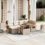 vidaXL Salon de jardin avec coussins 7 Pièces beige résine tressée