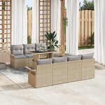 Ensemble de canapés de jardin 8 pièces avec coussins en beige poly rotin