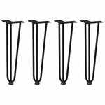 vidaXL Pieds en épingle à cheveux pour table basse 4 pièces Noir 42 cm Acier massif