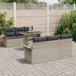 vidaXL Ensemble de canapé de jardin 7 Pièces Gris clair Poly Rattan