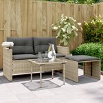 vidaXL Salon de jardin avec coussins 3 Pièces gris clair résine tressée