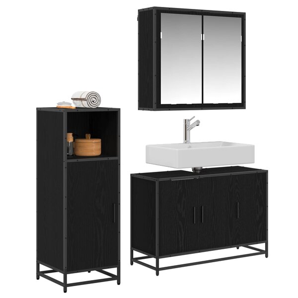 vidaXL Ensemble de mobilier de salle de bain 3 Pièces Chêne noir