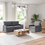 vidaXL Ensemble de Canapés 2 Pièces Gris foncé Polyester