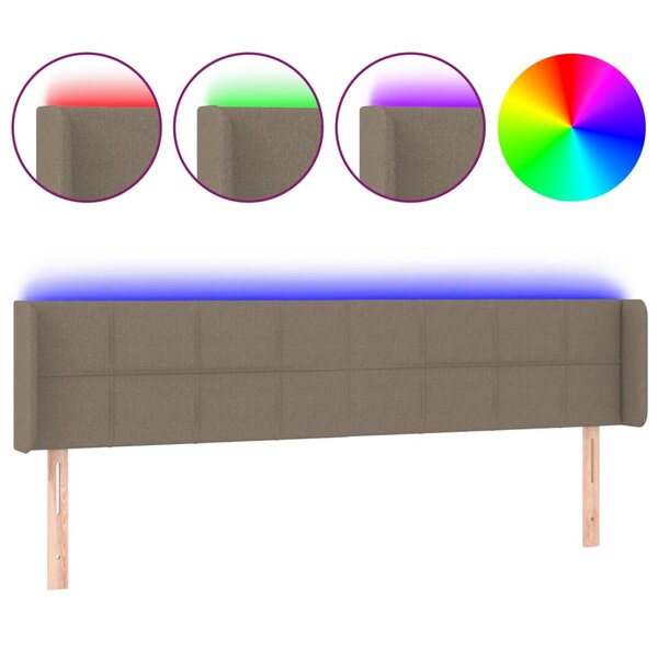 vidaXL Tête de lit à LED Taupe 163x16x78/88 cm Tissu