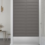 vidaXL Panneaux muraux 12 Pièces Gris clair 60x15 cm Tissu 1 08 m²