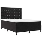 vidaXL Lit à ressort LED avec matelas Noir 140 x 190 cm tissu